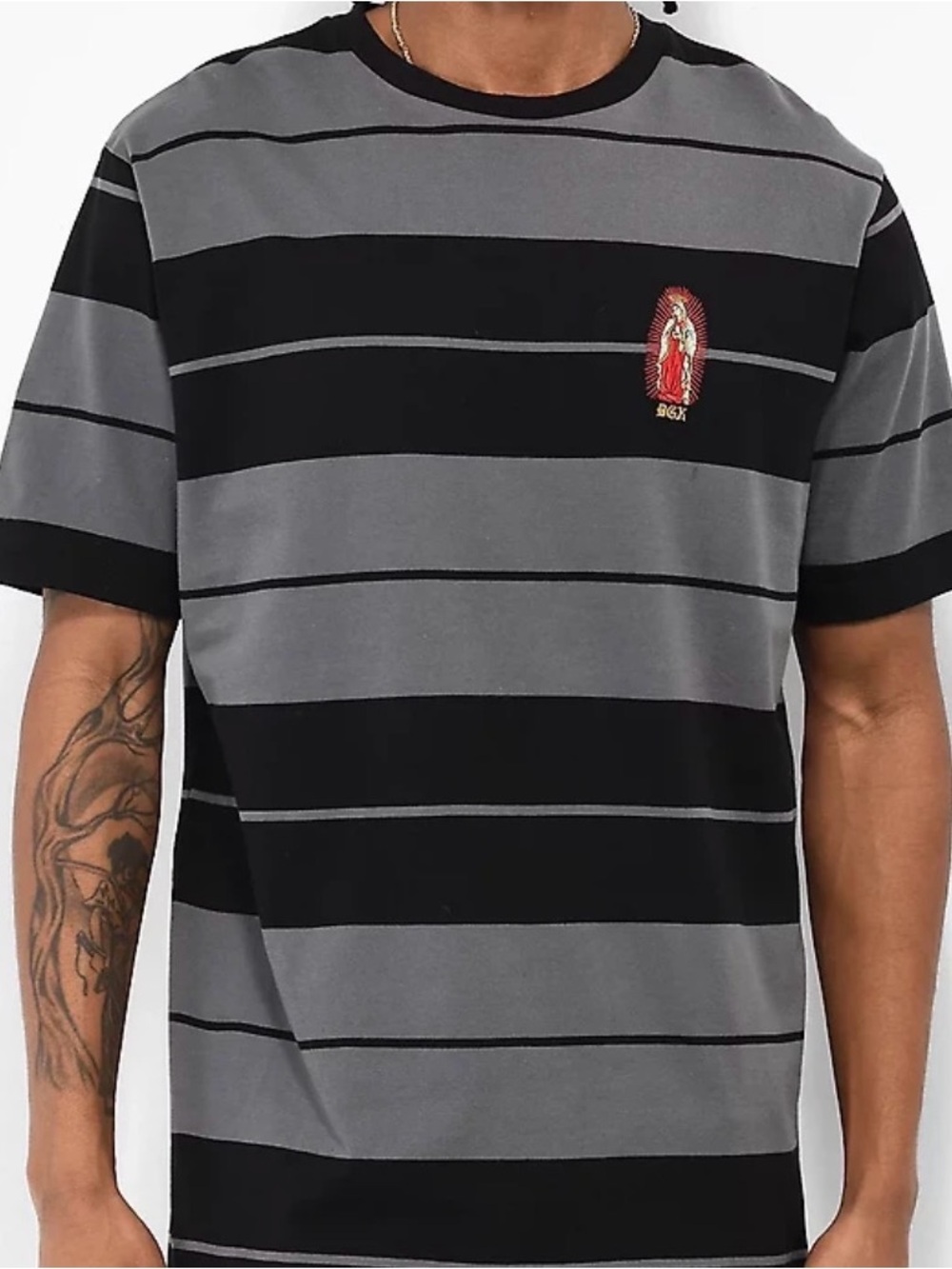 Striped Black & Gray DGK Glory Short Sleeve Men's Shirt